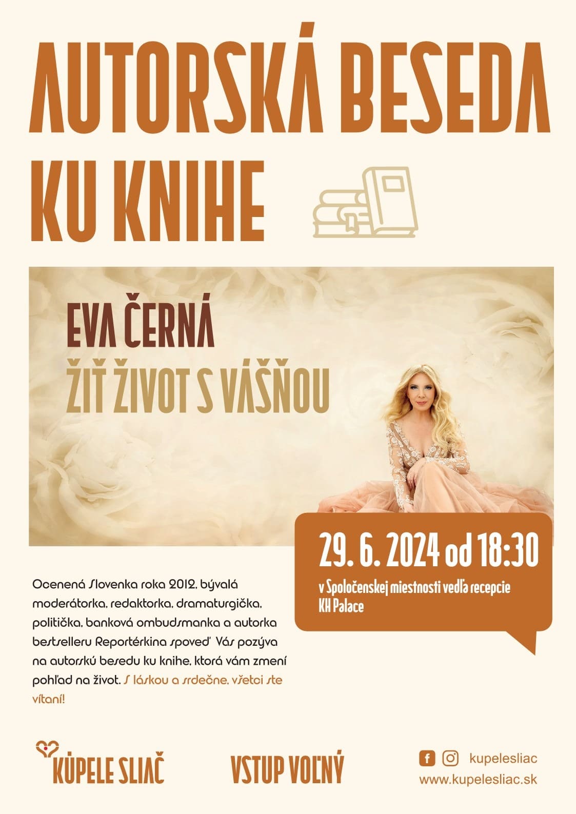 AUTORSKÁ BESEDA KU KNIHE – EVA ČERNÁ ŽIŤ ŽIVOT S VÁŠŇOU